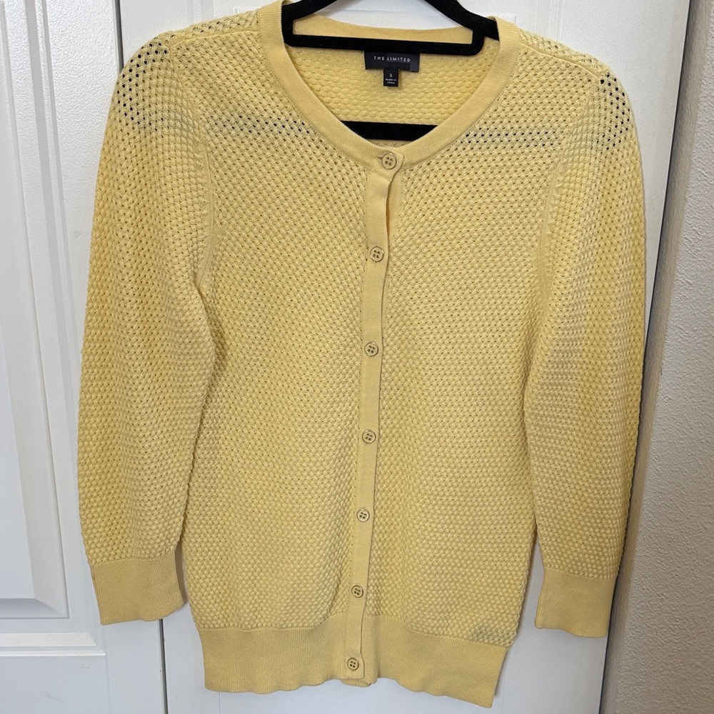The Limited Yellow Women's knit cottagecore button front Cardigan size Small
